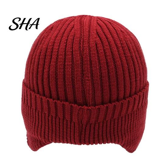 Soft Washable Knit Winter Hat Knitted with Ear Flaps for Men, Fleece Lined Hat, Stretchy Warm Cap Men Thermal Cap, Cold Weather Outdoor Running
