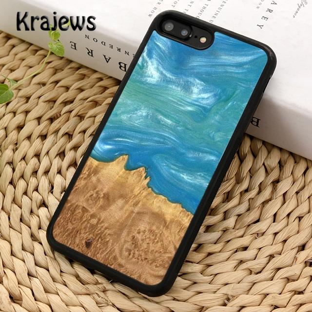 Krajews wood resin glue gel Phone Case Cover For iPhone 17 Air 16 15 14 plus 12 13 pro max coque Shell Fundas