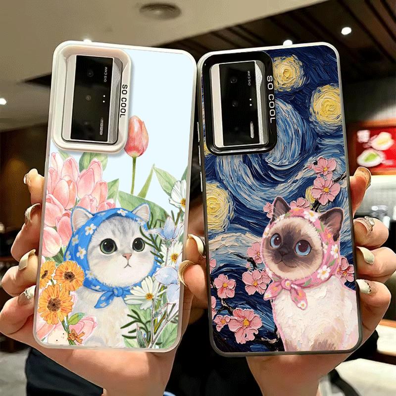 Милый Цветочный Платок Кот Ударопрочный Чехол для Телефона для Xiaomi Poco X7 X6 X5 X3 Pro F7 Ultra M8 Redmi 15C 15 14C 13C 12C 10C 13 1
