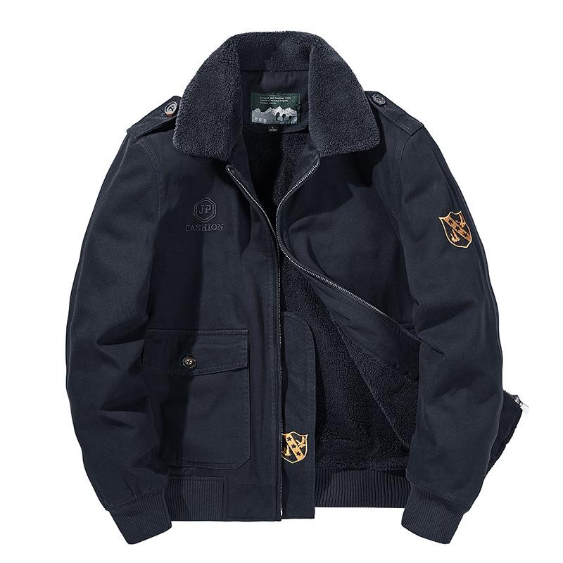 Jacket Men's Cotton-padded Jacket Autumn and Winter Army Large Cotton-padded Coat Men's Workwear Plus Velvet Thickened Men's Lapel Cotton-padded Coat