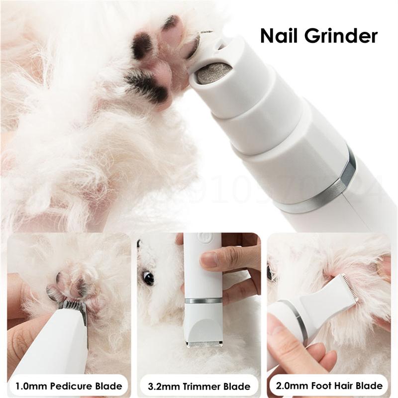 4 In 1 Pet Grooming Machine Dog Cat Automatic Hair Clipper USB Rechargeable Pet Nail Clippers Hair Clipper Foot Hair Cutting Set