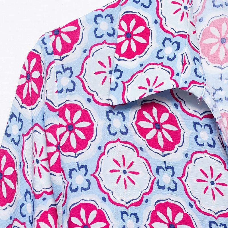 Kaslead New Women Clothes Western Style Fashion With Belt Print Midi Dress 3076673