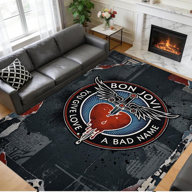 Bon Jovi Print Crystal Velvet Plush Rug Wear?Resistant Anti?Slip Floor Mat For Indoor Household Decoration