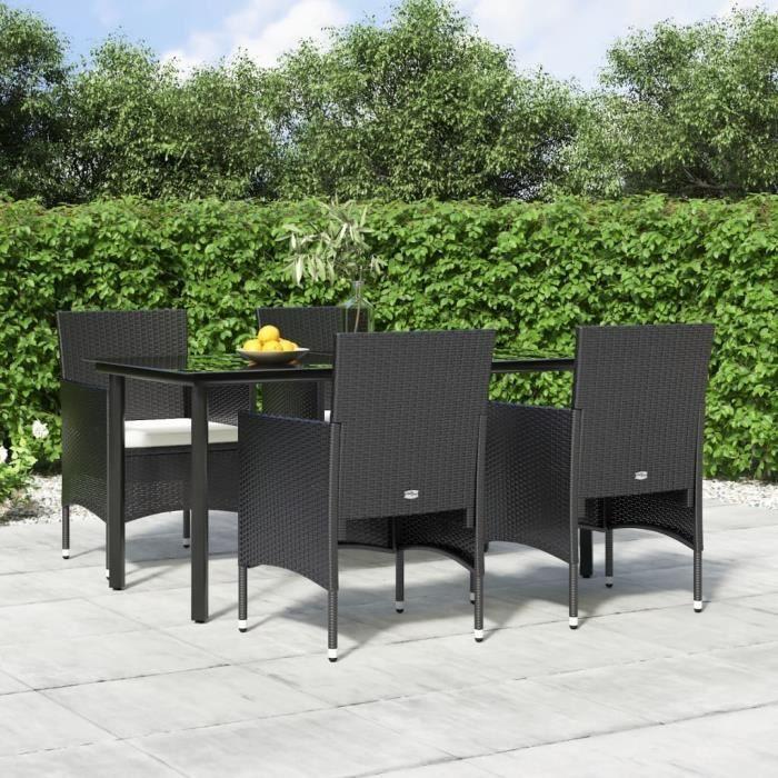 3156600 vidaXL Garden Dining Set with Cushions 5 Pcs Black