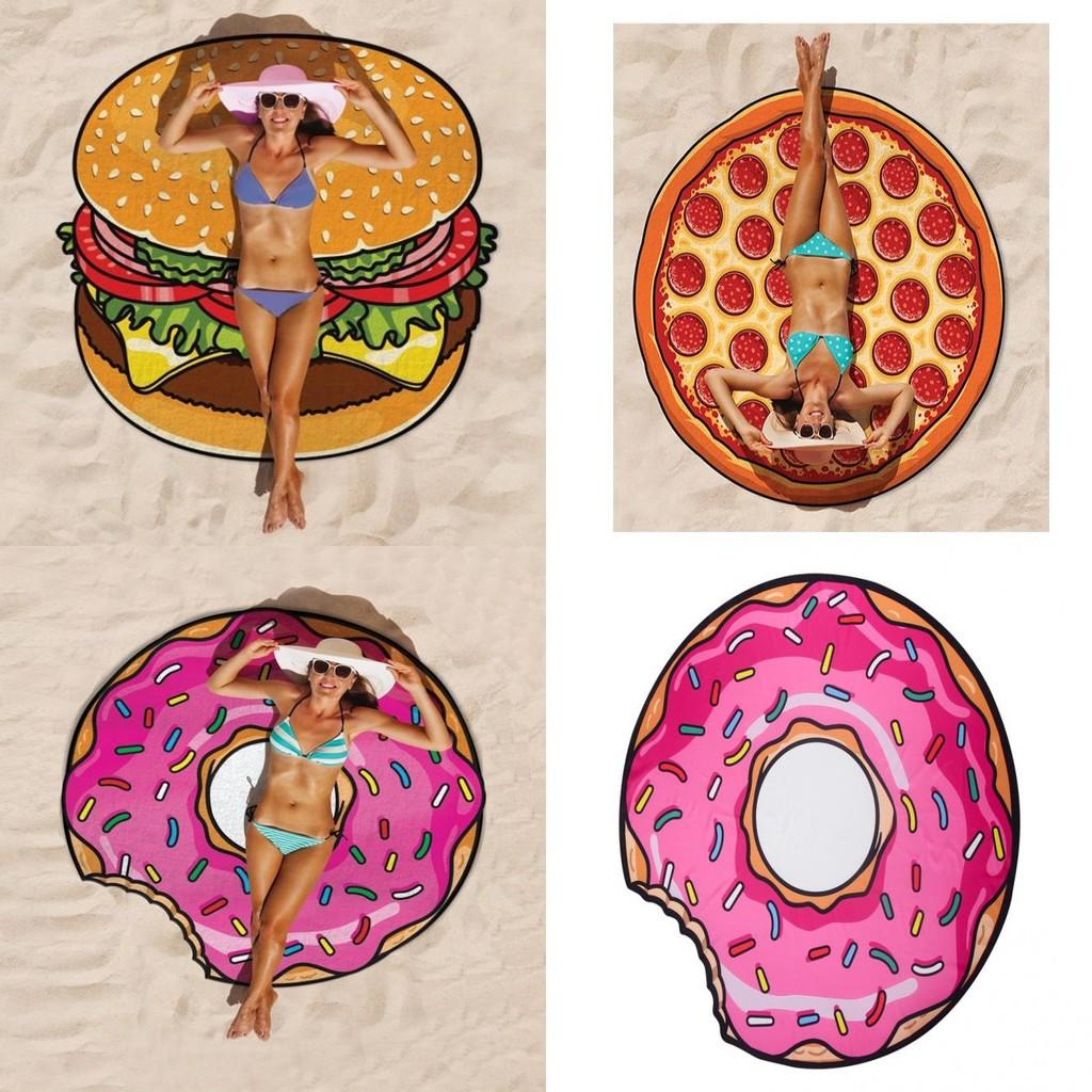 Hamburgers Donuts Fashionable Pizza Design Beach Towels Suitable For Use Daily