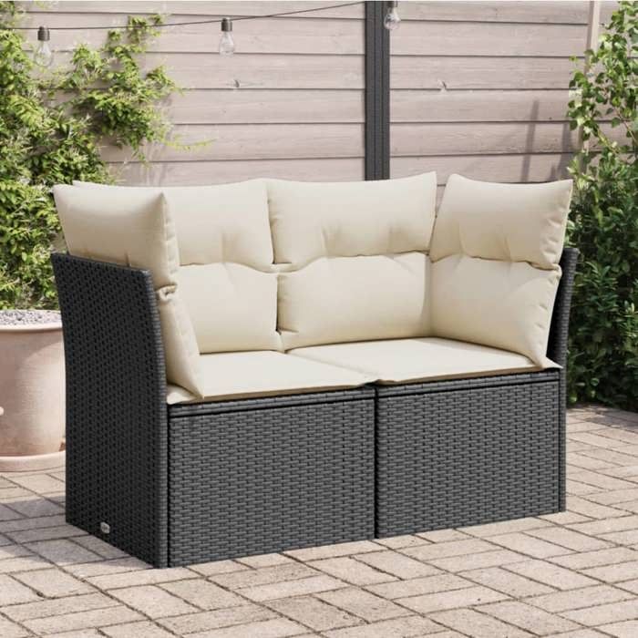 VidaXL Garden Sofa with Cushions 2-Seater, Seat with Backrest, Patio Furniture Backyard Terrace Outdoor, Black 366013