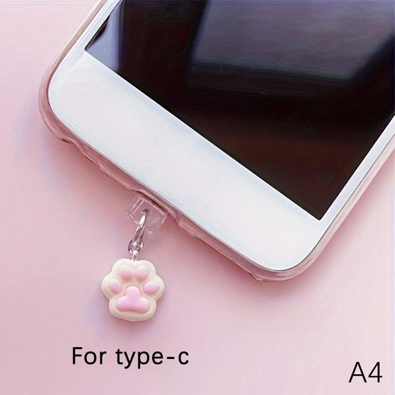Заглушка для порта зарядки телефона, милая лапка кошки, аксессуар-подвеска для iPhone, интерфейс Type-C
