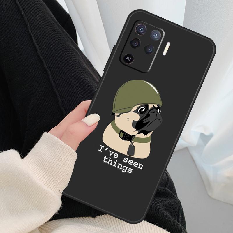 Забавный Мультяшный Чехол с Мопсом для Oppo A96 A76 A16 A60 A98 A58 A78 A18 A38 A80 A40 A77 A57 A17 A74 A54 A94 A15 A5 Pro