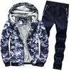 Men's Winter Camouflage Fleece Sports Suit: Slim Fit, Plus Size, Warm Hoodie Set
