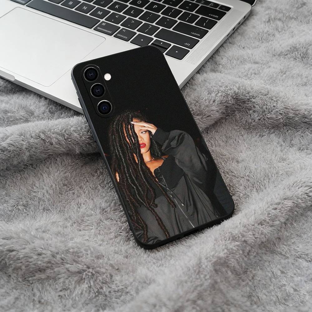 music -legend-Rihanna Black Soft Silicone Phone Case for Samsung Galaxy A73, A71, A72, A70, A53, A52, A51