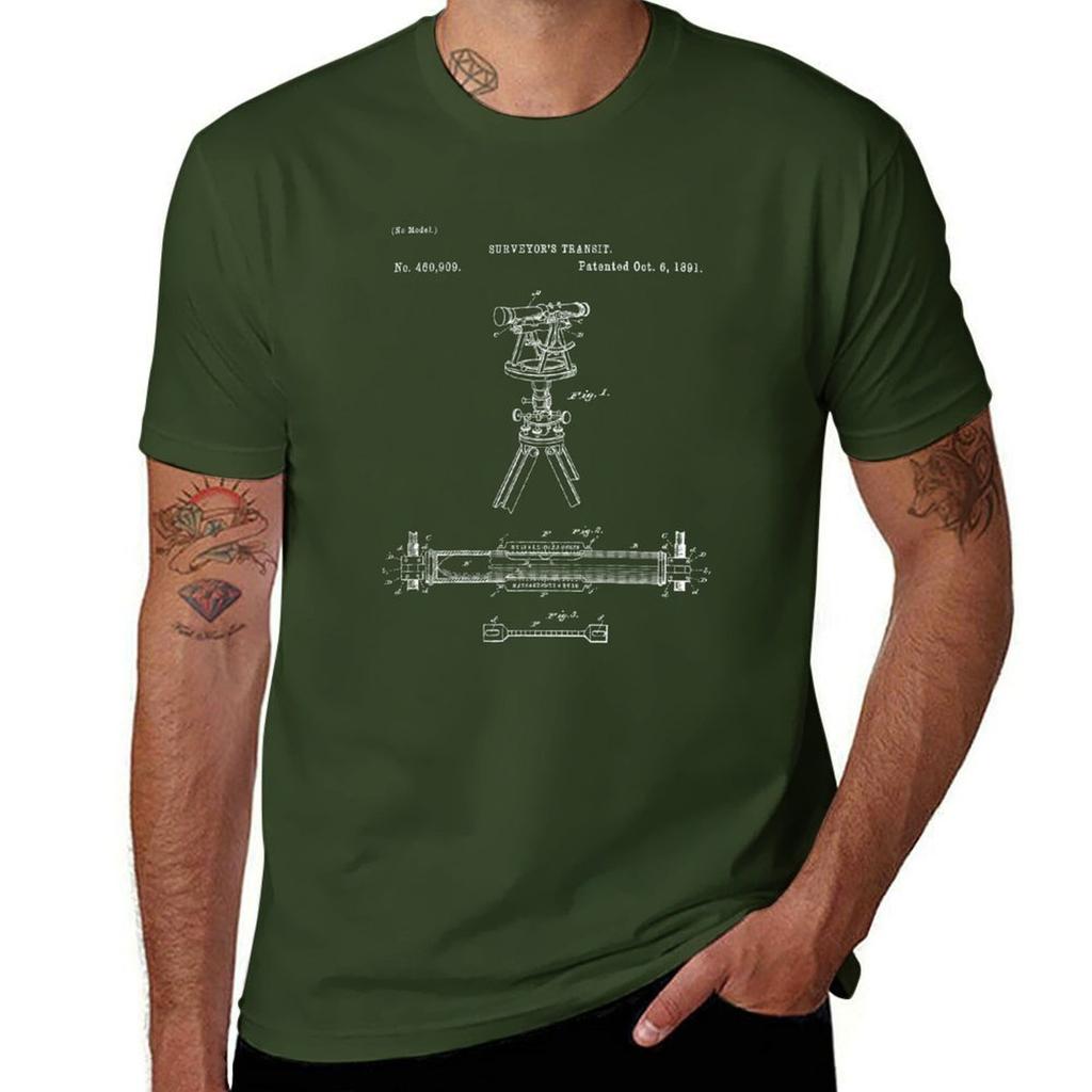 Vintage Surveyor Transit Tool Shirt - Property Land Surveying Engineer Tee T-Shirt Quick Drying Hippie Clothes Mens T Shirts