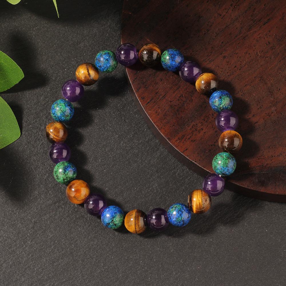 Fashion commuter wealth bracelet, purple dark niche bracelet for women, tiger eye stone lapis lazuli bracelet for women.