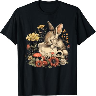 Кролик Цветочный Заяц Коттеджкор Эстетика Чайная Чашка Футболка