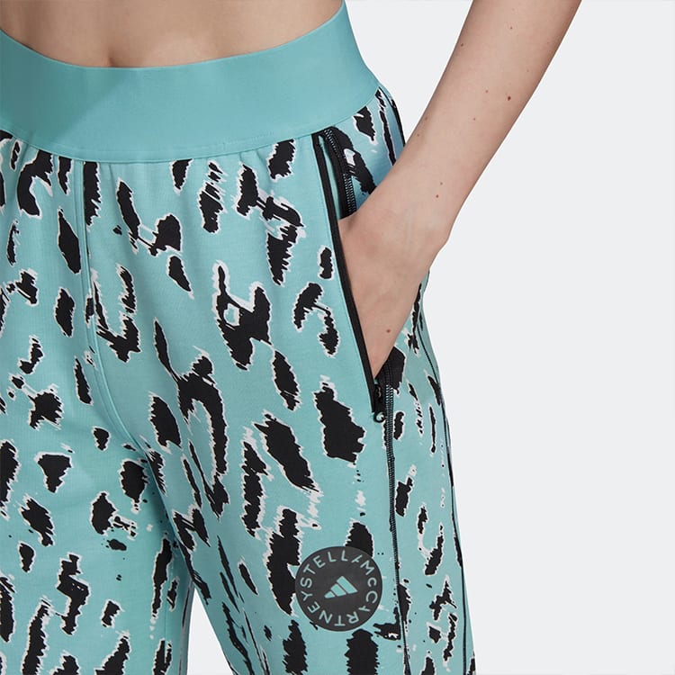 adidas X Stella McCartney Трикотажные брюки-свитшот Женские Зеленые Умеренно Широкие Брюки HA8965