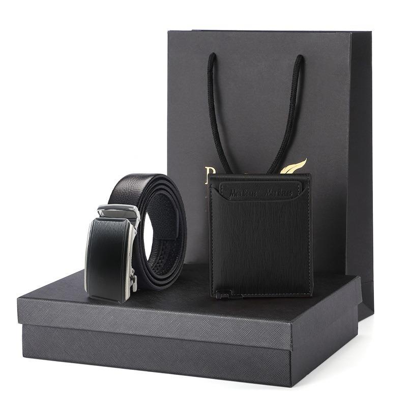 Отсутствие свиная кишка ремень кошелек подарочный набор подарочная коробка мужской кошелек из натуральной кожи короткий кошелек из коровьей кожи мужской ремень