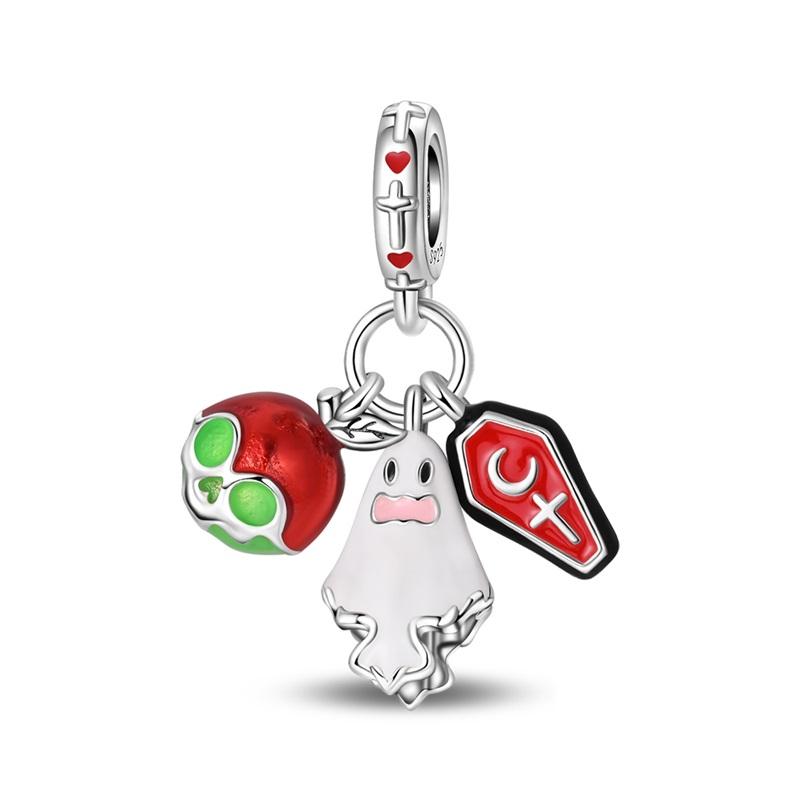 Новые медные подвески-черепа на Хэллоуин, светящиеся тыква, летучая мышь, призрак, гроб, бусины-подвески для ожерелья, браслета, DIY ювелирных изделий, подарок