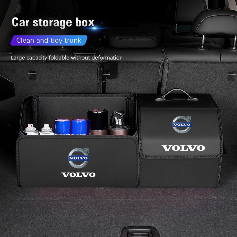 fcvdz6 Leather Folding Storage Box Car Trunk Tool Organizing Accessories For Volvo XC90 V90 V60 XC60 V40 S80 S60 S90 C40 XC40 V70 XC70