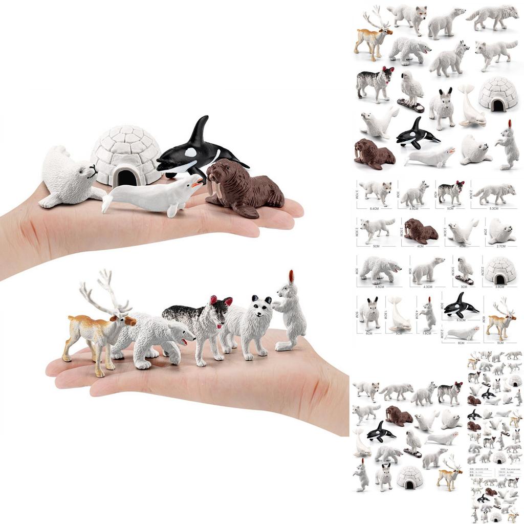 Реалистичный набор миниатюрных фигурок арктических животных, включая моржа, белуху, тюленя, для детей