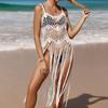 Bohemian Style Beach Dress Polyester Fibre Tassel Vest Elegant Knit Gown  Beach Vacation