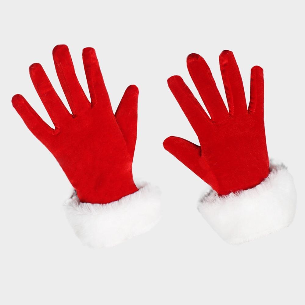 Short Wool Gloves Thicken Christmas Gloves New Santa Claus Gloves Festive