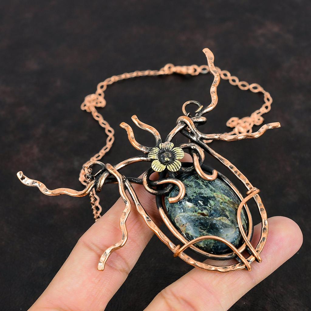 Кианит Ожерелье Ожерелье, обернутое медной проволокой Регулируемое ожерелье Медные украшения ручной работы Ожерелье с драгоценными камнями Дизайнерские украшения Подарок на помолвку