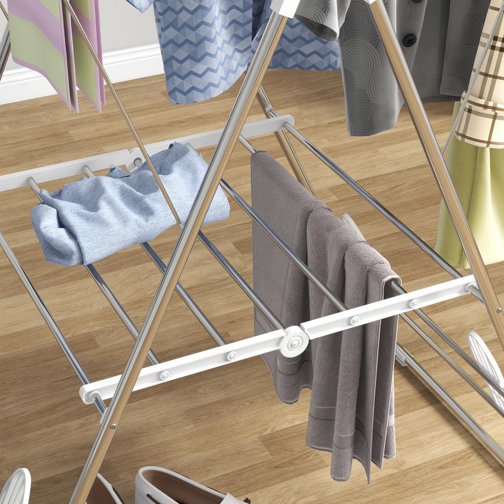 Foldable Clothes Drying Rack with 2 Adjustable Levels, 148x60.5x98cm