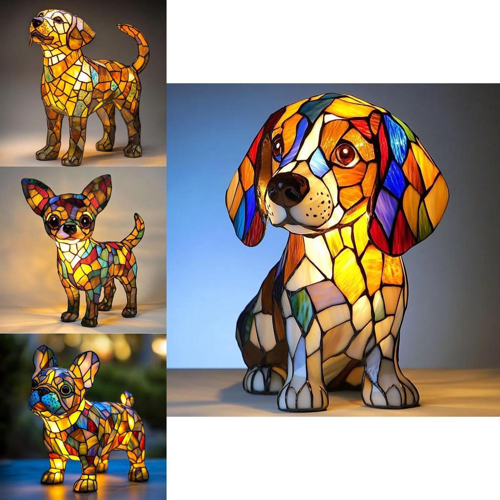 Кошка Собака Изделие из смолы Ночник с питанием от USB для спальни и кабинета