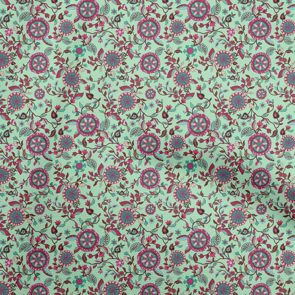 oneOone Cotton Flex Gray Fabric Asian Suzani  Dress Material Fabric Print Fabric By The Yard 40 Inch