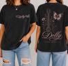 Dolly Parton Washed Black Vintage Guitar Flowers Butterfly Pink Graphic T Shirt