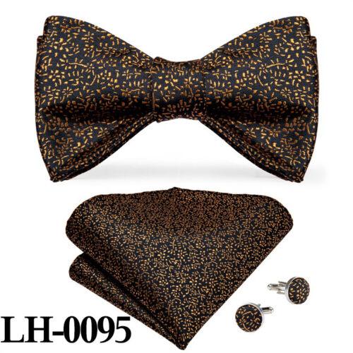 Мужской шелковый галстук-бабочка, синий регулируемый галстук-бабочка, набор запонок с цветочным принтом пейсли