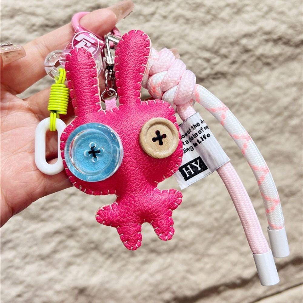 PU Cartoon Keychain Button Eye Dolls Pendant Creative Bag Accessories Bag/key Decor
