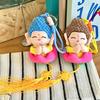 Cartoon Buddha Pendant Keyring with Lanyard Plush Doll Toy Soft Velvet Hanging