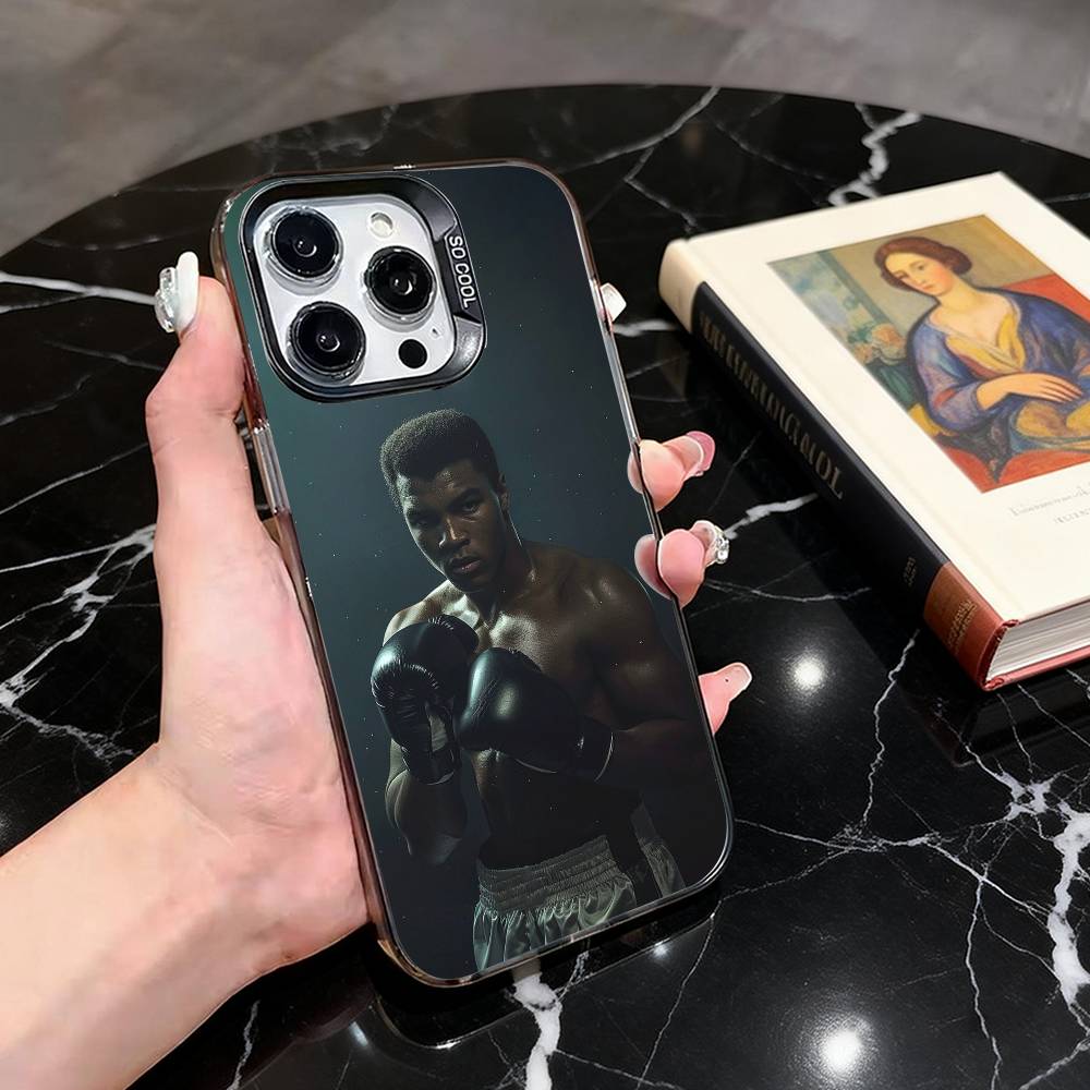 M-Мухаммед А-Али Легенда бокса Чехол для телефона для iPhone 17,16,15,14,13,12,11 Plus,Pro Max,XS,Разноцветный Серебристо-черный Чехол