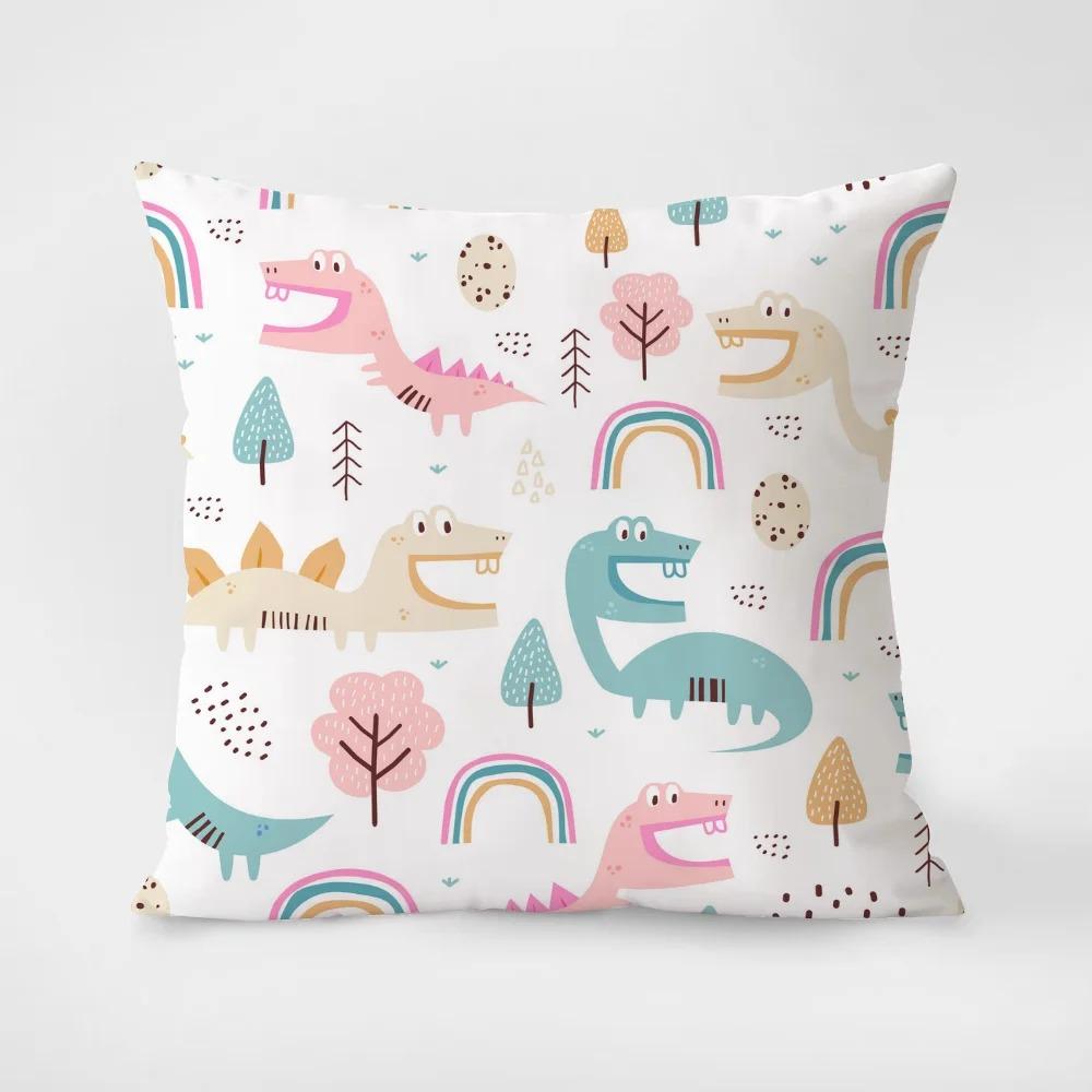 Creative Little Dinosaur Print Cartoon Pillowcase Interior Decoration Office Living Room Home Pillowcase