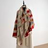 Женский шарф цвет клетчатый многоцветный кашемировый шарф с цветочным узором кешью для тепла Зимняя универсальная шаль из искусственного кашемира двойного назначения толстый теплый для шеи