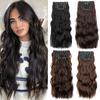 6PCs Synthetic Full Head Thick Soft Clip In Hairpieces Extensions Long Wavy Hair For Women Daily Party Wear