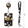 Flower Working Cards Holder Necklace Strap Retractable Badge Card Case  Card Protector