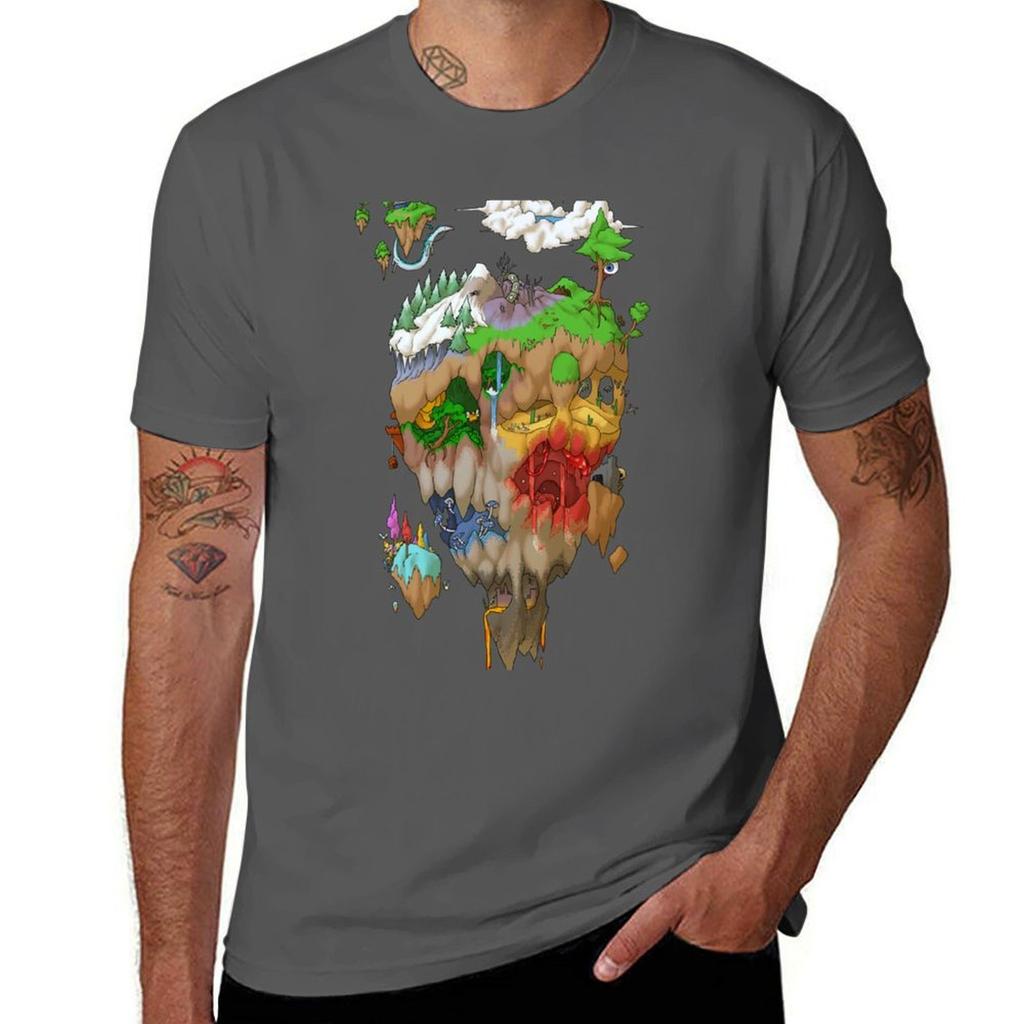 Terraria Floating Island T-Shirt Anime T Shirts for Man T Shirt Men 100% Cotton Luxury Brand T-Shirt