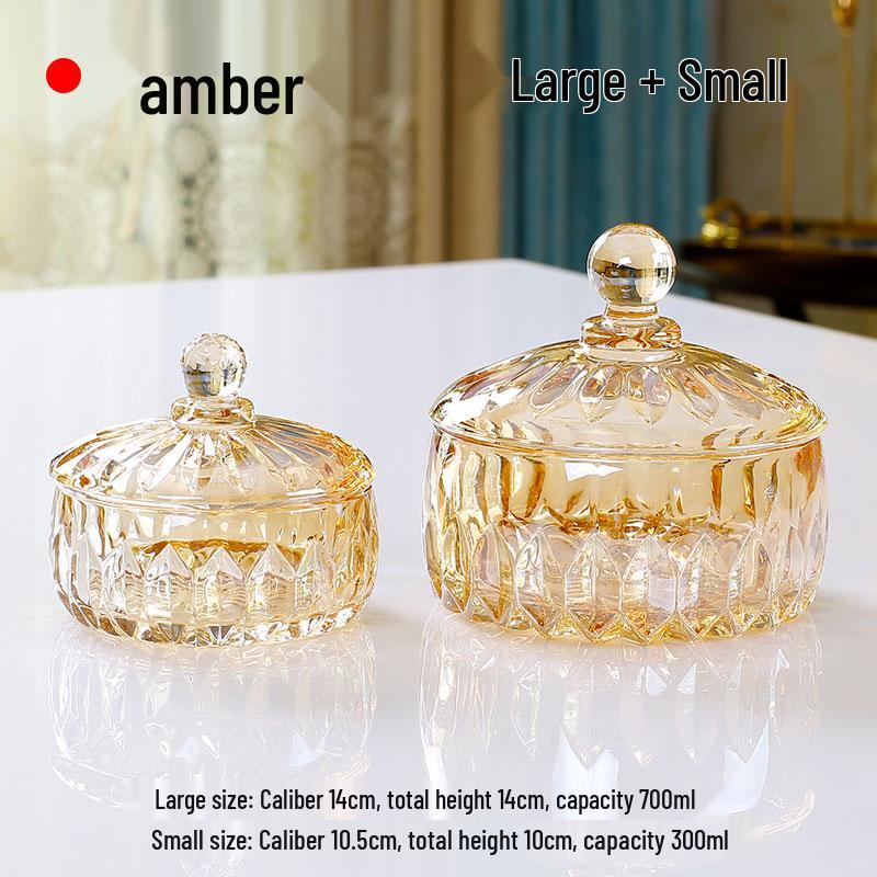 French Luxury Crystal Glass Candy Bowl: Exquisite Transparent Sugar or Jewelry Storage Jar