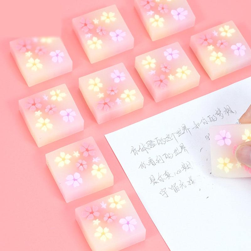 32 Pcs Cherry Sakura Eraser Lot Writing Drawing Rubber Pencil Erasers Kids School Stationery