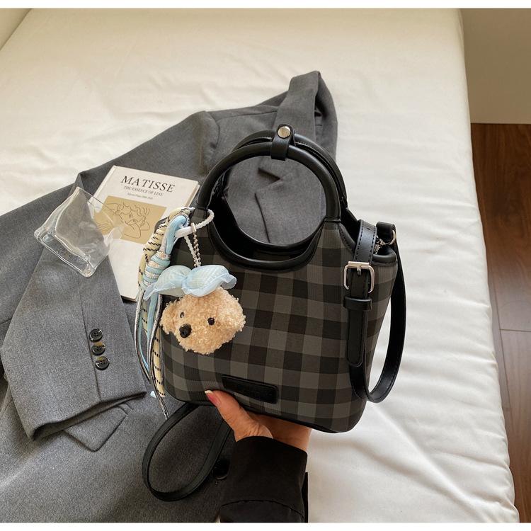 2025 Новая Мода Универсальная Сумка Через Плечо Кроссбоди Премиум Подмышечная Темперамент Клетчатая Сумка Ведро