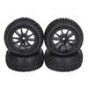 4PCS RC Tires and Wheel 10 Spoke Plastic Wheel Rims Rubber Tires Set RC Replacement Tyres for 1/16 RC Car Black