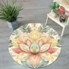 Bohemian Floral Round Mat – Machine Washable Polyester Rug for Yoga, Living Room Outdoor Use