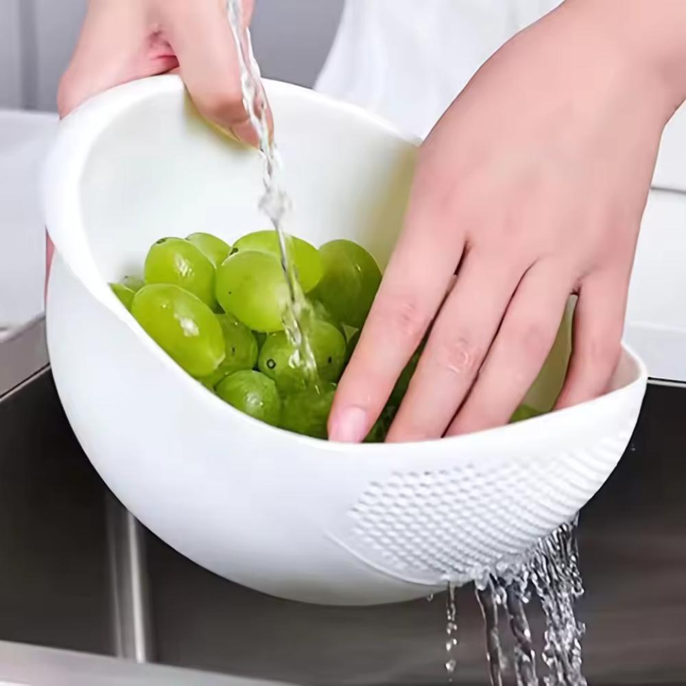 Многофункциональная пластиковая миска для мытья риса пищевого качества, кухонное сито-дуршлаг для овощей и фруктов, сливная корзина, не протекающая емкость для мытья