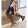 Autumn New Women's Over The Knee Boots Fashion Round Toe Chunky Heel Suede Riding Boots for Women Dress Ladies Platform Shoes