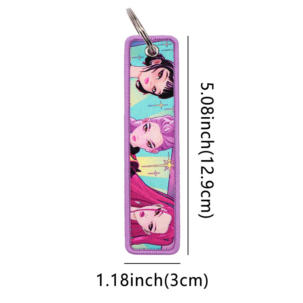 Cool Anime Girls Printing Key Chain for Motorcycles and Cars Key Fobs Holder Key Tag Key Ring Backpack Accessories