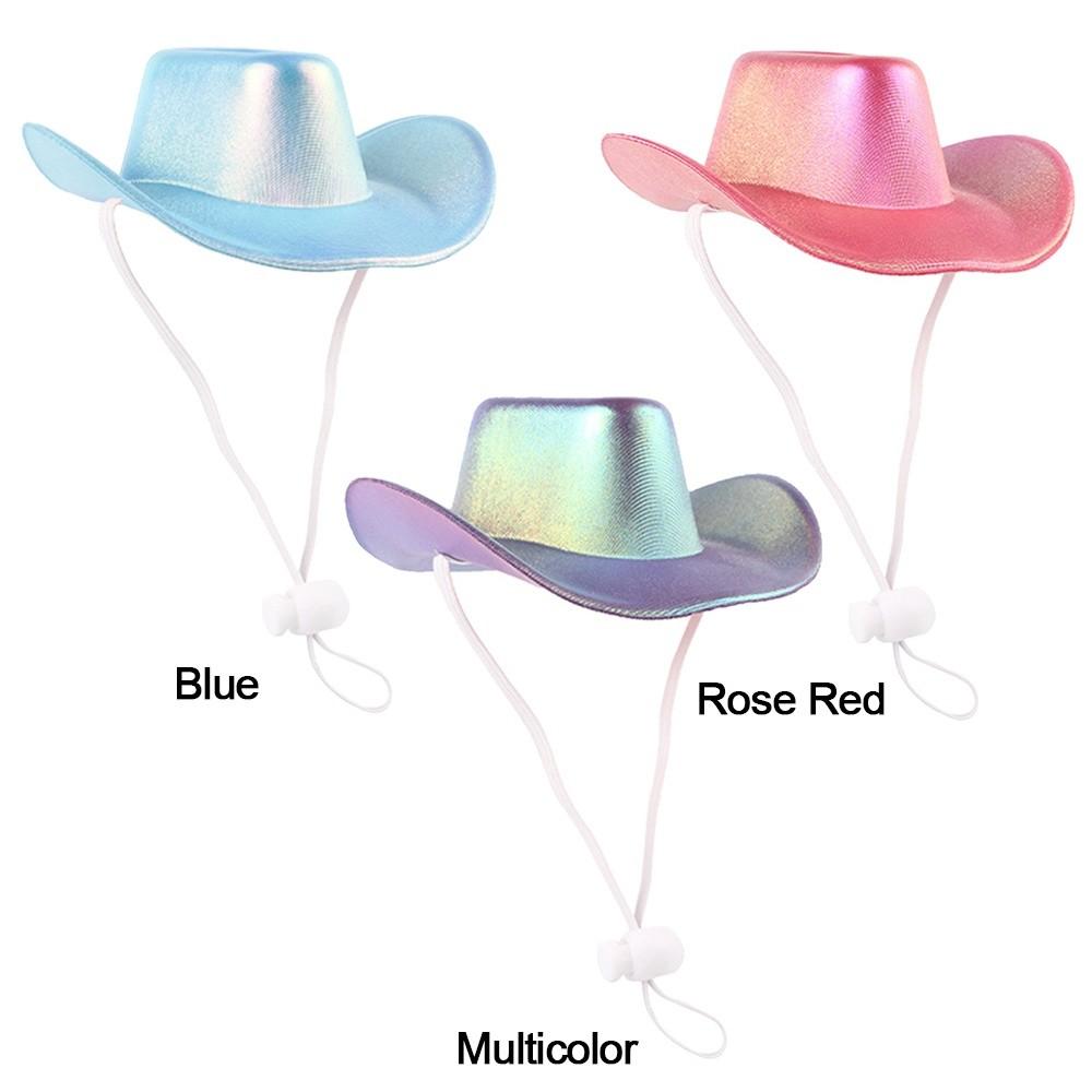 Регулируемая ковбойская шляпа для питомца, блестящая кепка для защиты от солнца, прочная шляпа-козырек для кошки, костюм для питомца