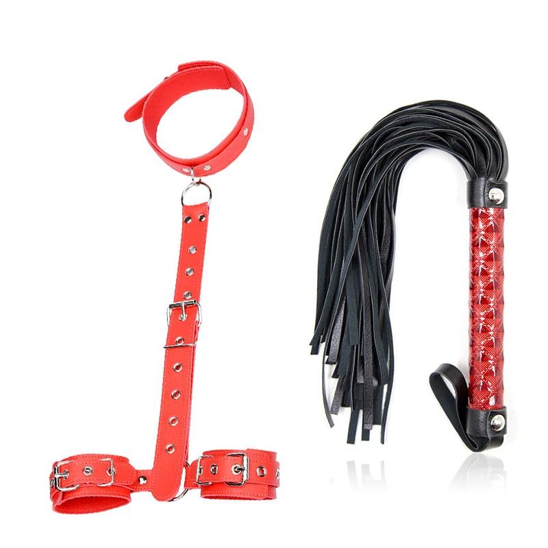 Эротические Секс-Игрушки Ошейник Наручники Плетка Для Пар Женщина и Взрослая Сексуальная Игра Бондаж Ограничительная Веревка Экзотические Аксессуары