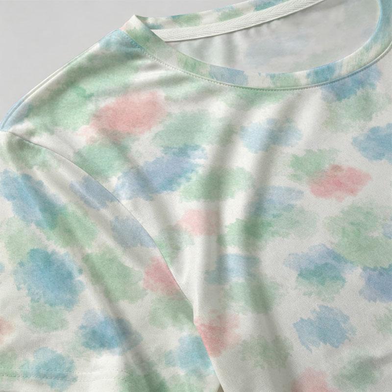 Women's Korean Style Minimalist Short Sleeve T-Shirt, Soft Comfort Fabric, Colorful Gradient, Versatile for Summer Daily & Night Market.