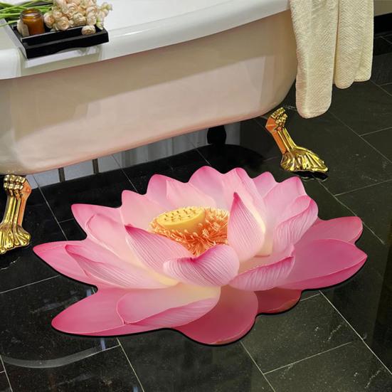 3D Цветочный коврик для пола Нескользящий Впитывающий коврик для ванной Реалистичный коврик с цветочным узором для кухни, спальни, гостиной, прихожей